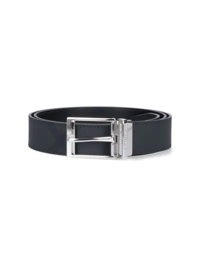 Burberry "check" Reversible Belt In Gray