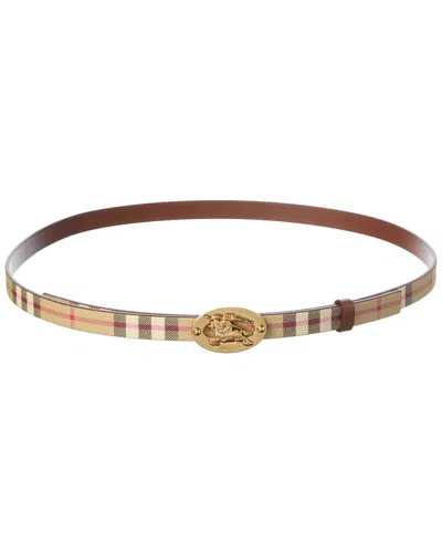 Burberry Check Reversible Check E-canvas & Leather Belt In Brown