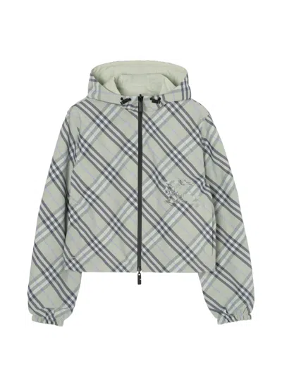 Burberry Check Reversible Cropped Jacket In Gray