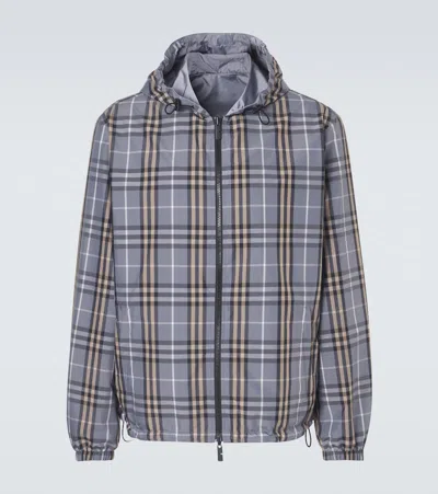 Burberry Embroidered Polyester Reversible Jacket In Gray