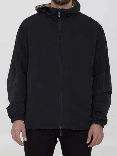 Burberry Check Motif Reversbile Jacket In Beige