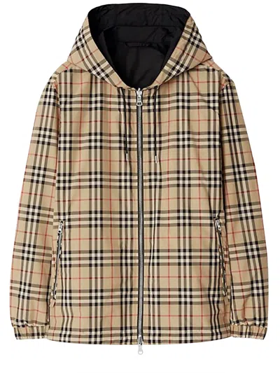 Burberry Beige Vintage Check Pattern Jacket In Brown
