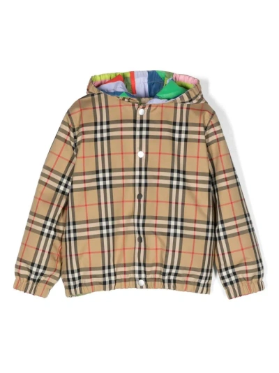 Burberry Kids' Check Reversible Jacket In Brown