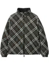 Burberry High-neck Zip-up Checked Jacket In Green