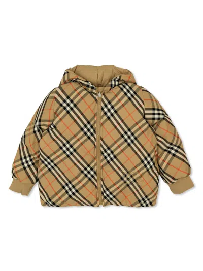 Burberry Check Reversible Jacket In Beige