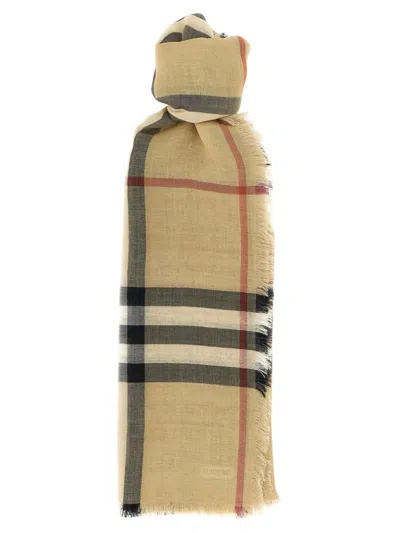 Burberry Check Reversible Scarf Scarves And Foulards Beige In Neutral