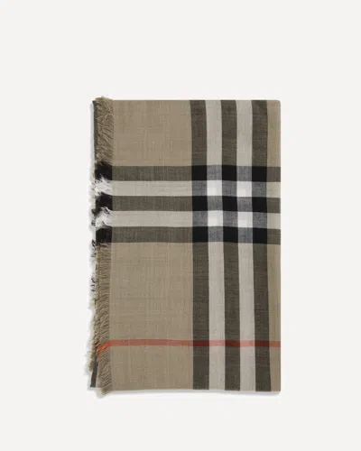 Burberry Men Check Reversible Wool And Silk Scarf In Brown