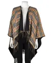 Burberry Check Reversible Wool Cape In Brown