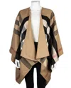 Burberry Check Reversible Wool Cape In Brown