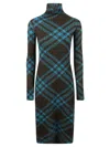 Burberry Turtleneck Midi Dress In Snug Ip Check