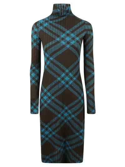 Burberry Turtleneck Midi Dress In Multi