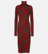 Burberry Ered Wool Blend Midi Dress In Red