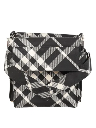 Burberry Check Ribbed Shoulder Bag In Black
