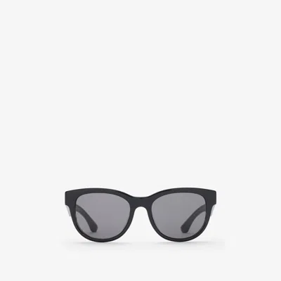 Burberry Check Round Sunglasses In Black/check