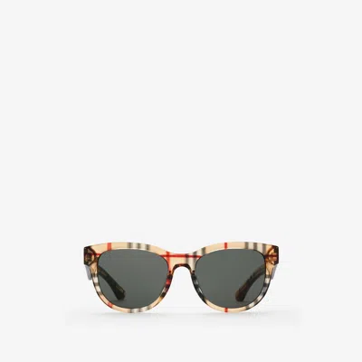 Burberry Check Round Sunglasses In Vintage Check