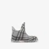 Burberry Gray Check Rubber Marsh Low Rain Boots In Lichen