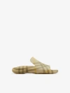 Burberry Check Rubber Stingray Slides In Wheat