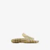 Burberry Check Rubber Stingray Slides In Wheat