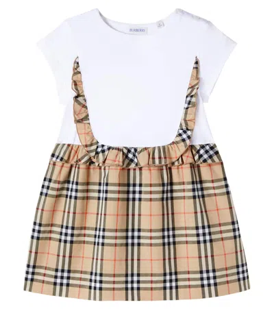 Burberry Kids'  Check Ruffled Cotton-blend Dress In Neutral