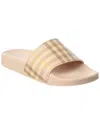 Burberry Checkered Pattern Flat Sole Slide Sandals In Pink