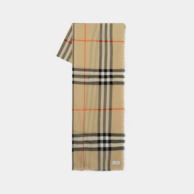 Burberry Check Scarf -  - Wool - Beige In Brown