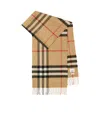 Burberry Check Pattern Cashmere Scarf With Fringed Edges In Brown