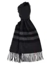 Burberry Check Fringe Detail Rectangular Scarf In Gray