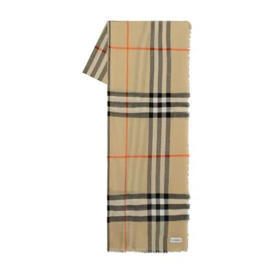 Burberry Check Scarf In Neutral