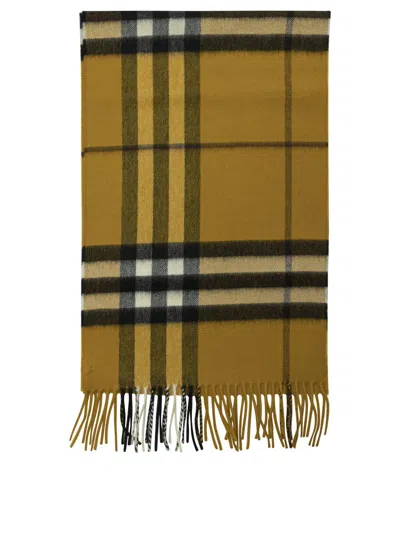 Burberry Check Scarves Yellow In Brown