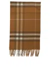 Burberry Checked Pattern Scarf Fringed Edges In Brown