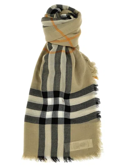 Burberry Check Scarf In Neutral