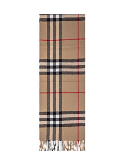 Burberry Beige Cashmere Check Scarf In A7026