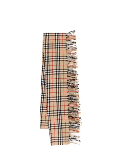 Burberry Check Scarf In Beige