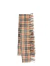 Burberry Check Scarf In Beige