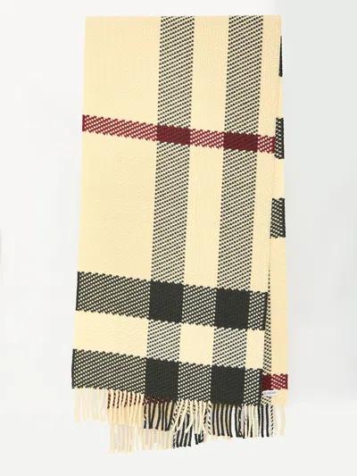 Burberry Check Scarf In Beige