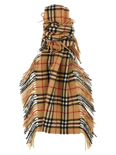 Burberry Soft Texture Checked Pattern Scarf In Beige