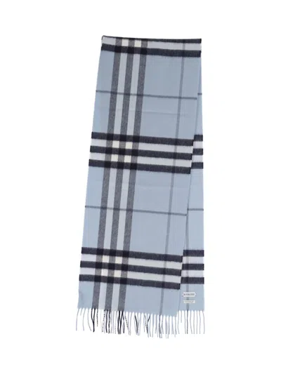 Burberry Check Scarf In Blue