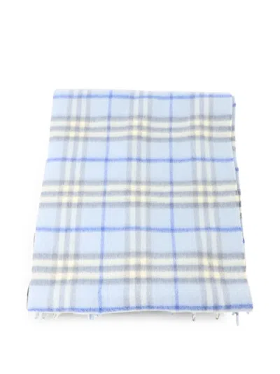 Pre-owned Burberry Check Scarf In Blue