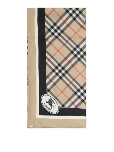Burberry Check Scarf In Neutral
