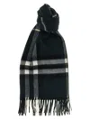 Burberry Cashmere Scarf With Classic Check Pattern In Black