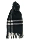 Burberry Cashmere Scarf With Classic Check Pattern In Black