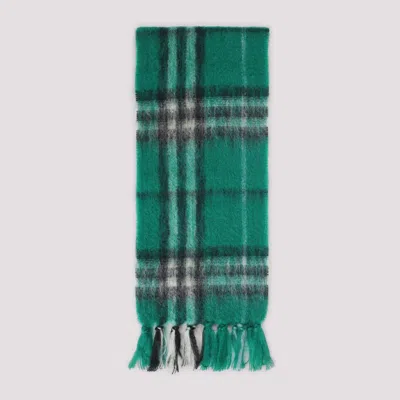 Burberry Grey Check Mohair Scarf In Green
