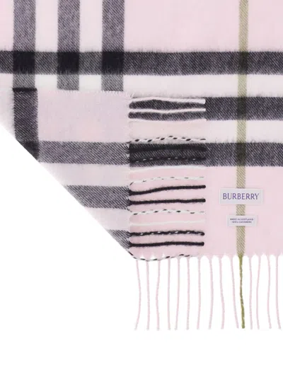 Burberry Check Scarf In Pale Candy Pink