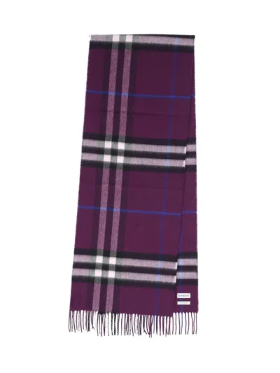 Burberry Check Scarf In Purple
