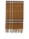 Burberry Checked Pattern Scarf Fringed Edges In Brown