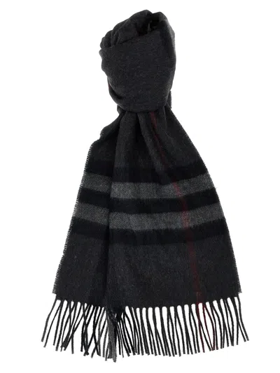 Burberry Check Scarf Scarves, Foulards Gray In Black