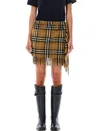 Burberry Women Wool And Cashmere Check Scarf Style Skirt