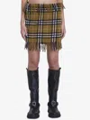 Burberry Women Wool And Cashmere Check Scarf Style Skirt In Brown