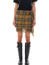 Burberry Women Wool And Cashmere Check Scarf Style Skirt In Oxide