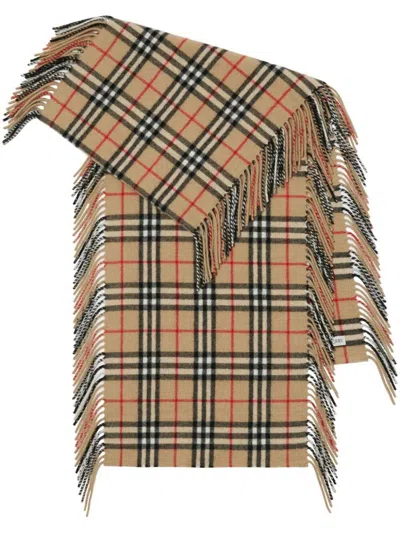 Burberry Check Scarf With Bangs Accessories In Brown